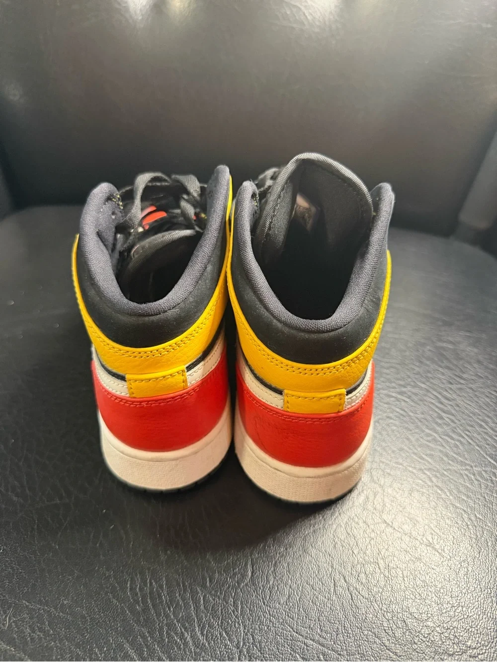 Nike Kids' High-Top Sneakers in Red, Black & Yellow